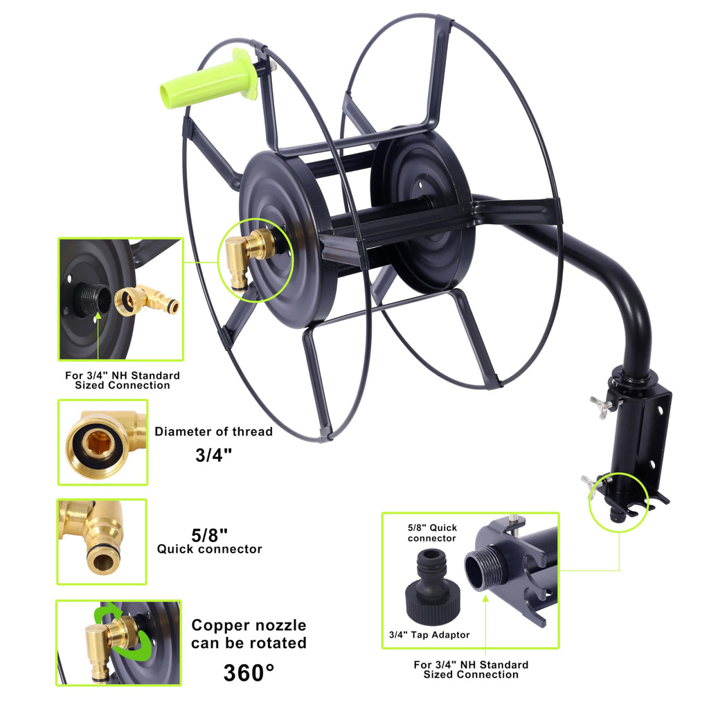 Black Heavy Duty Steel Swivel Hose Reel P12654