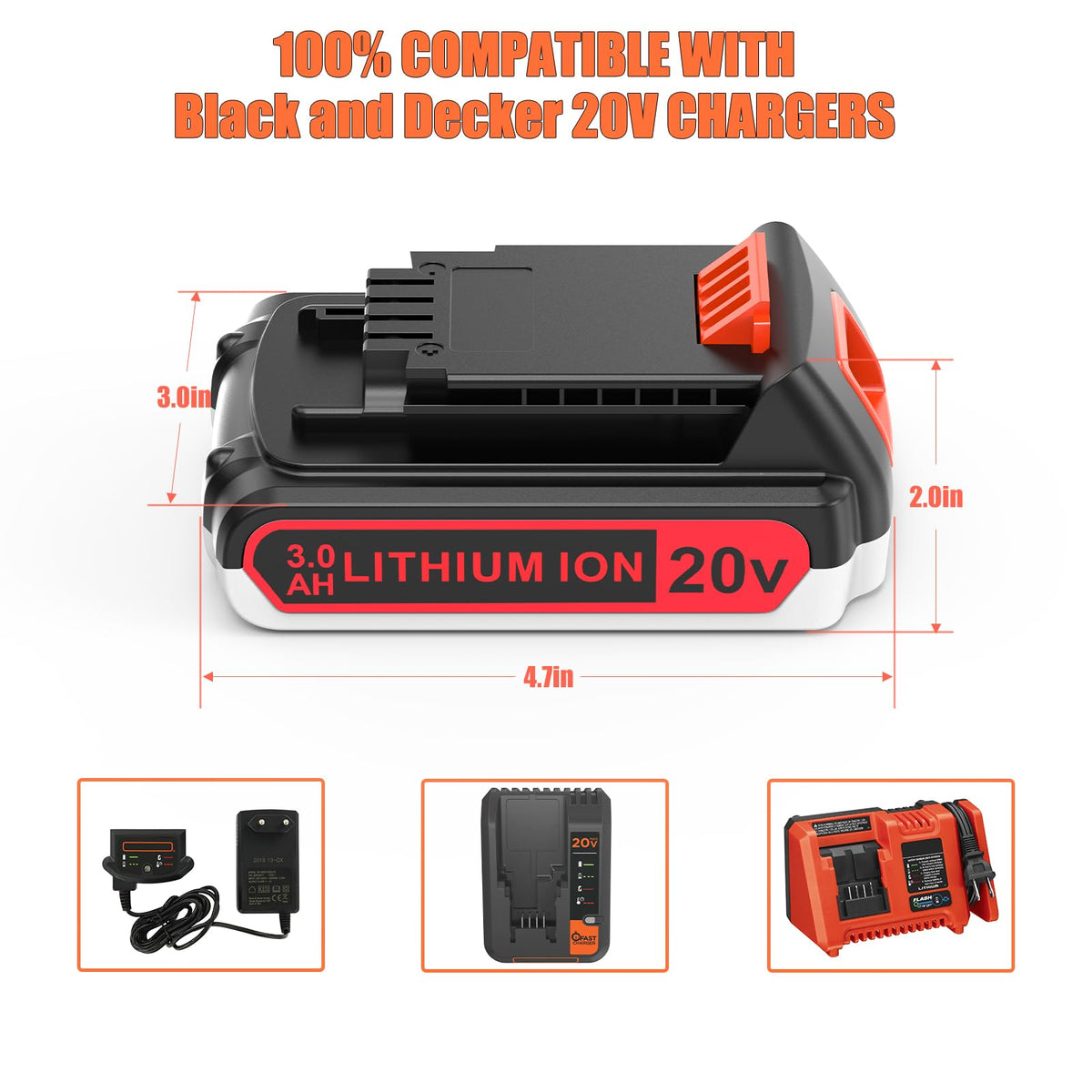 2 Pack 3.0Ah 20v Lithium Battery Replacement Z728
