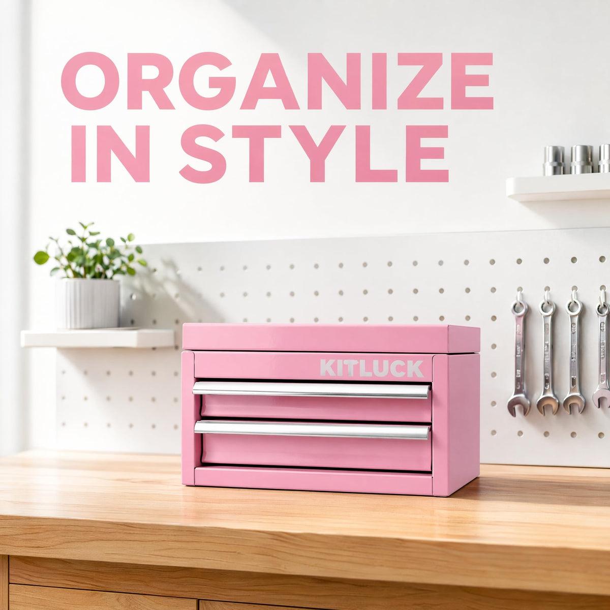 Pink 2-Drawer Metal Tool Box P24399
