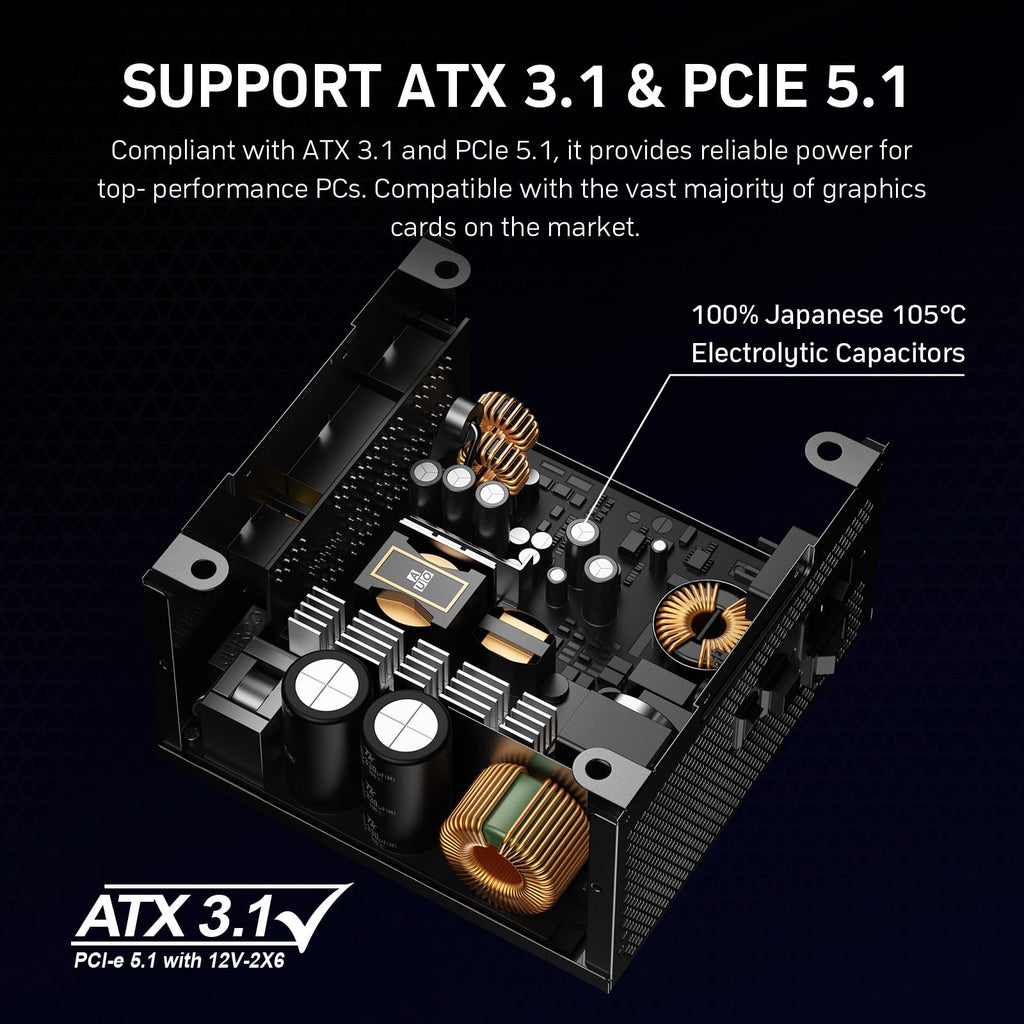 1000W Fully Modular 80+ Gold ATX 3.1 Power Supply E48422