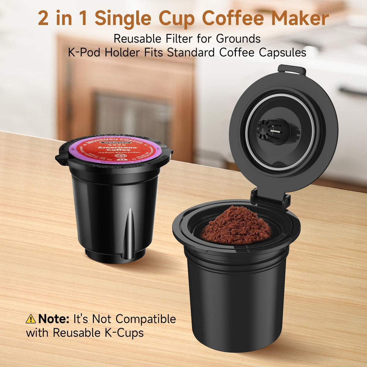 Single Serve Coffee Maker for K-Cup & Grounds D2861