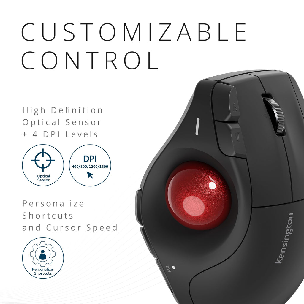 Wireless Vertical Trackball Mouse, Rechargeable - Black R2151