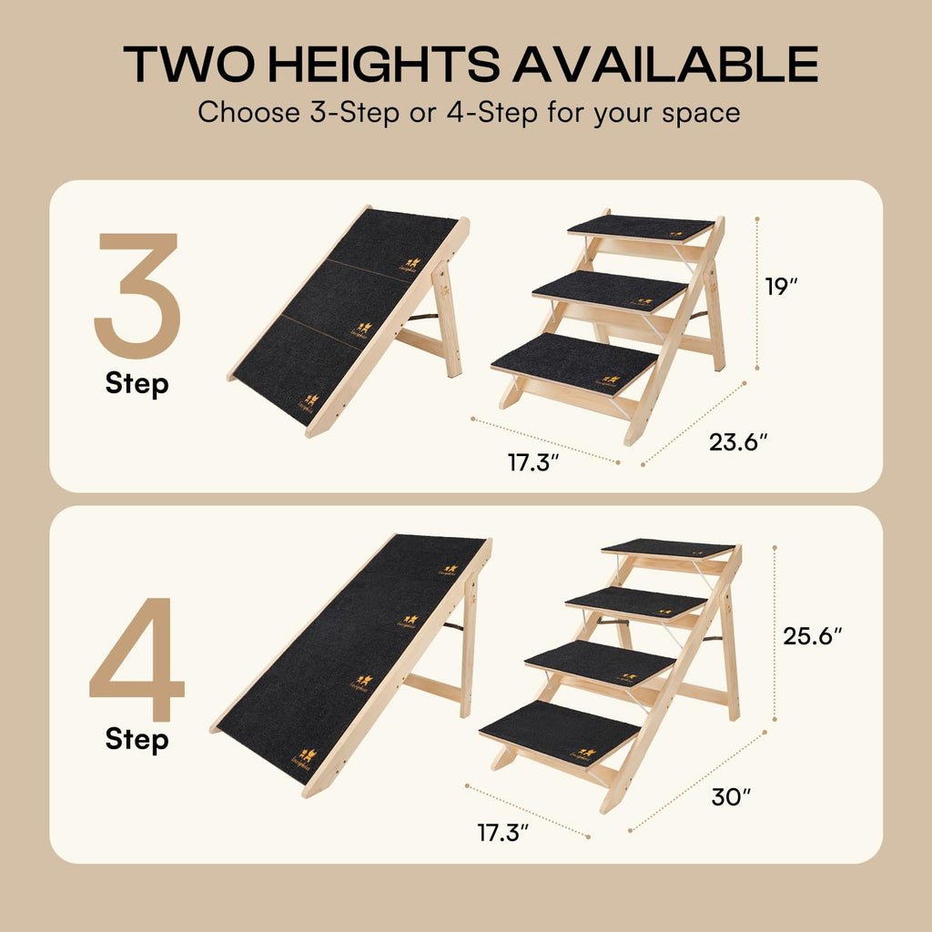Wooden 4-Step Foldable Anti-Slip Dog Stairs F143