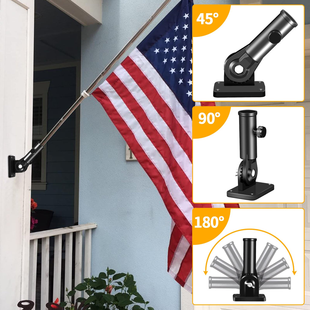 Black 7 FT Stainless Steel Flagpole Kit S7178