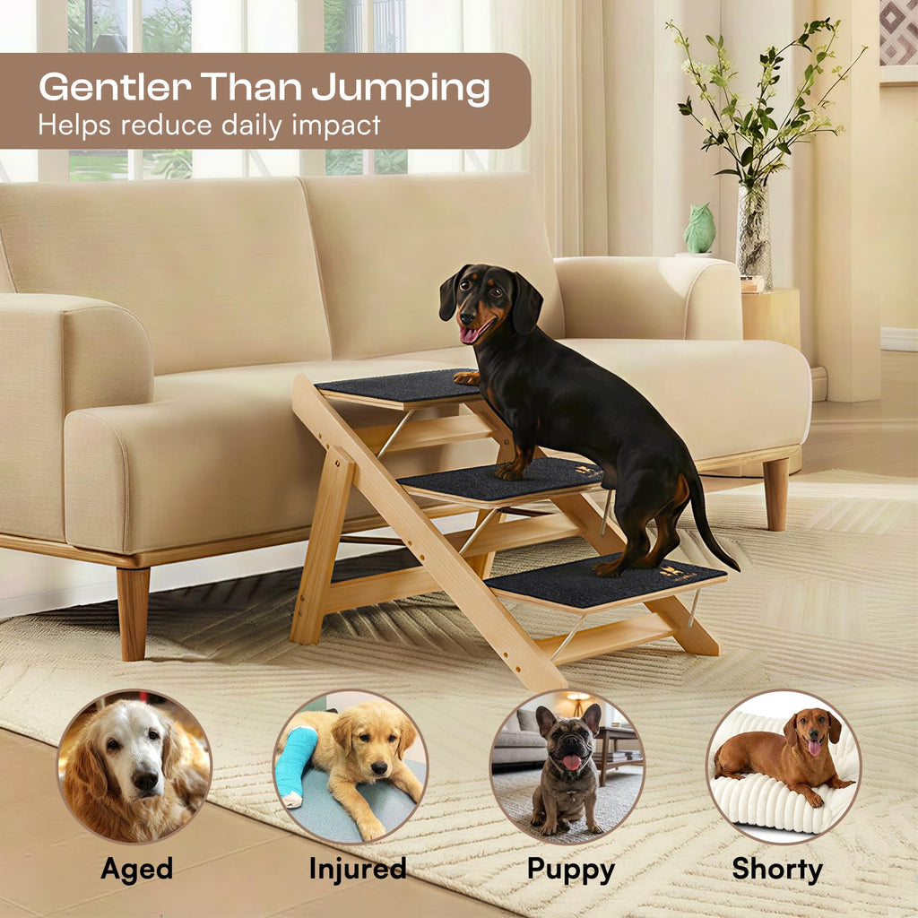 Wooden 4-Step Foldable Anti-Slip Dog Stairs F143