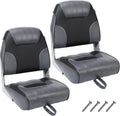 2 Pack Low Back Folding Boat Seats Black Gray E643479