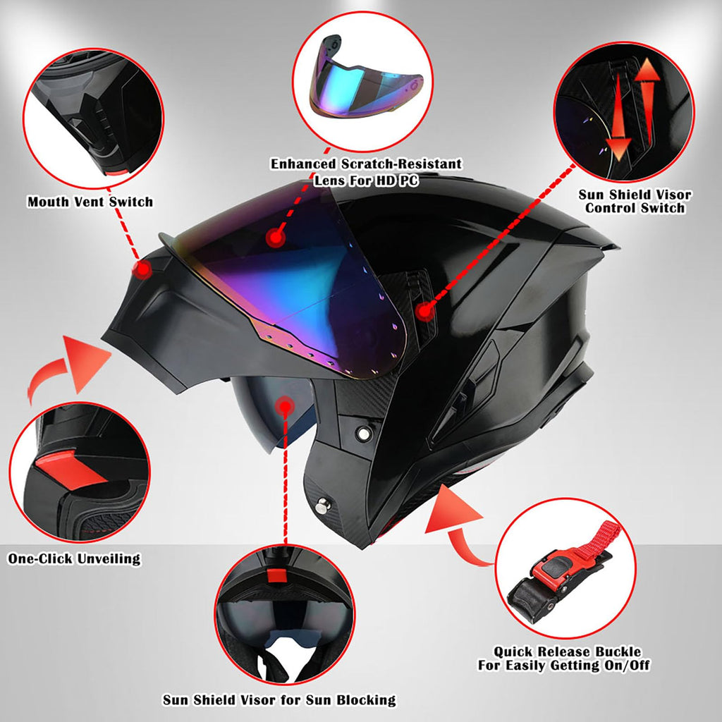 Modular Flip up Dual Visor Full Face Motorcycle Helmet U643398