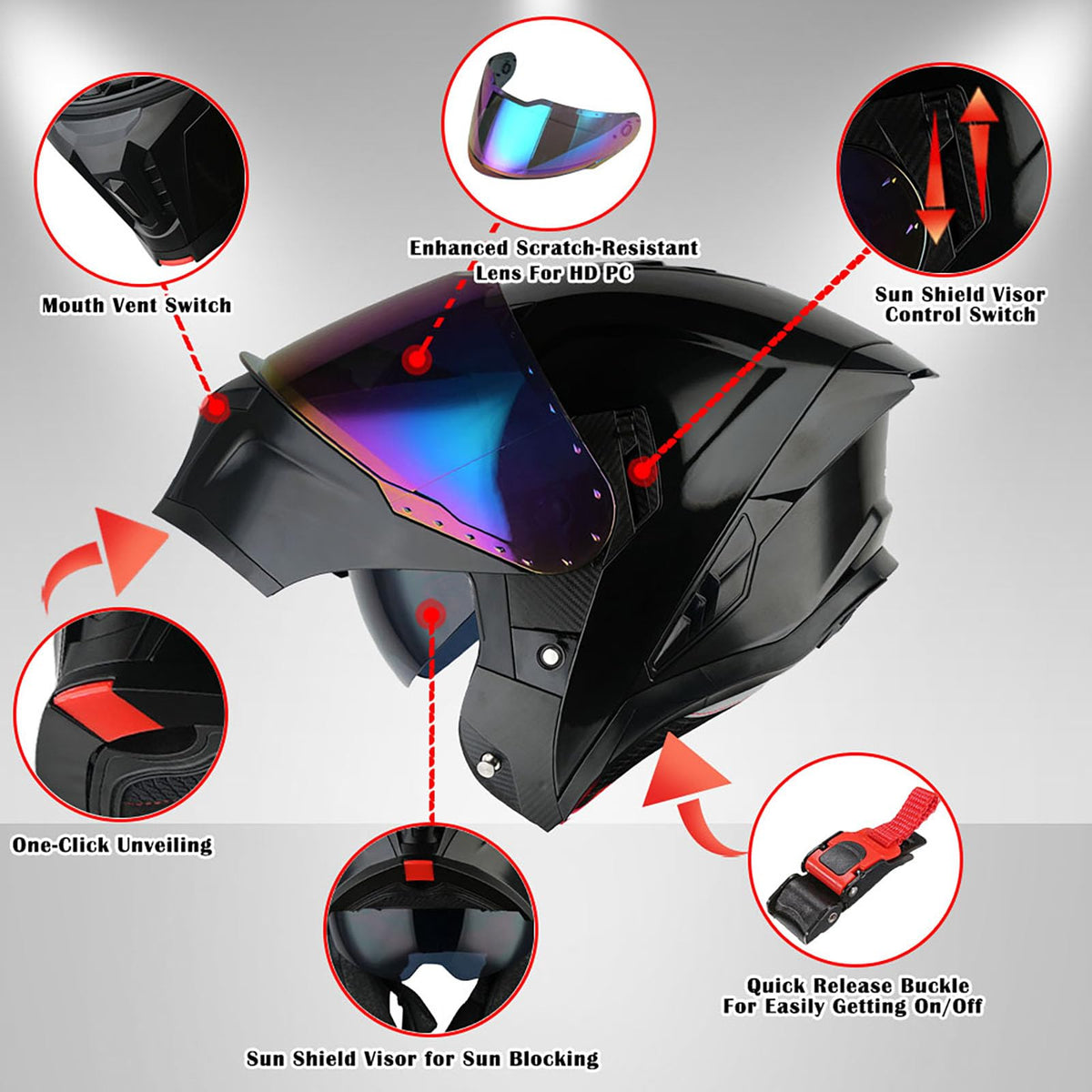 Modular Flip up Dual Visor Full Face Motorcycle Helmet U643398