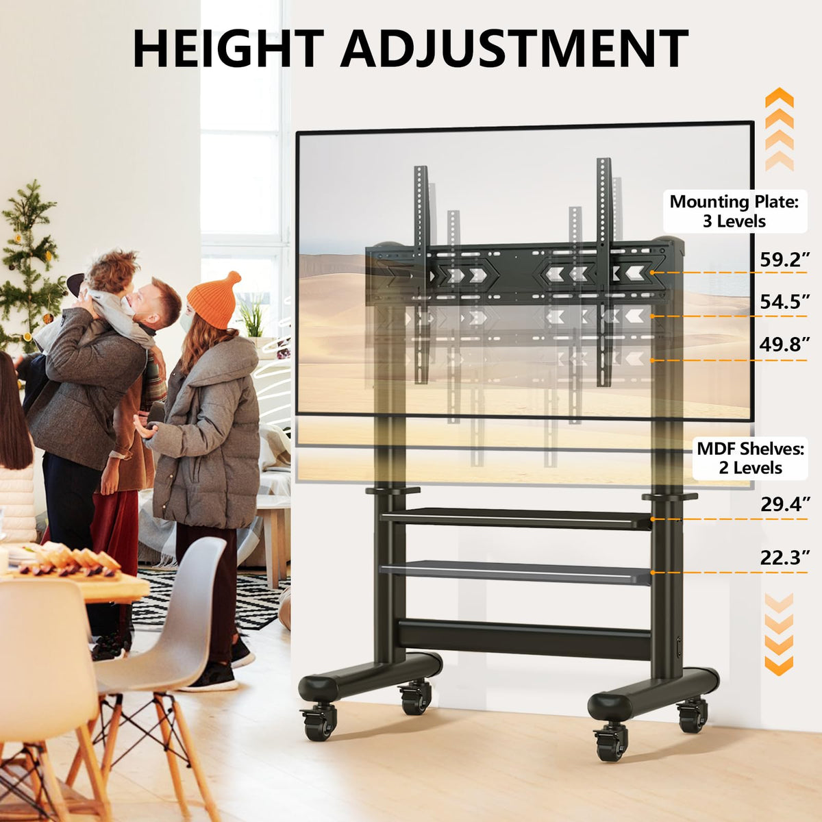Mobile TV Cart Rolling TV Stand with Wheels for 55-120" TVs B995333