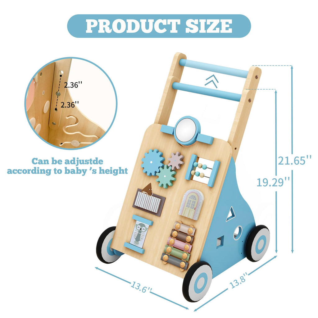 Blue Wooden Baby Walker with Activity Center O578
