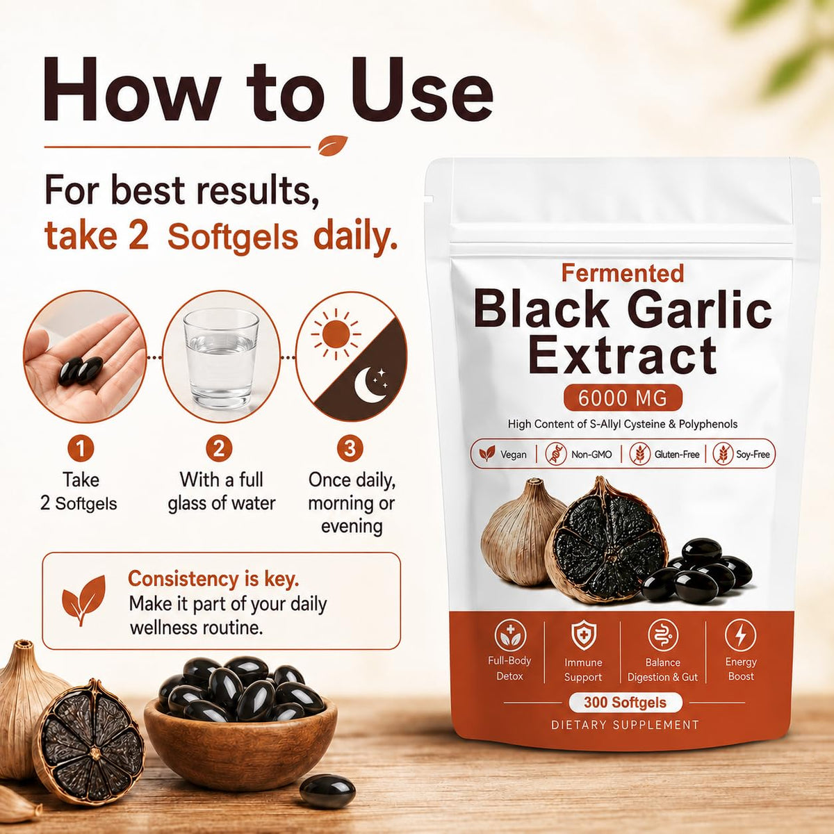 Black Garlic Extract 300 Softgels N135