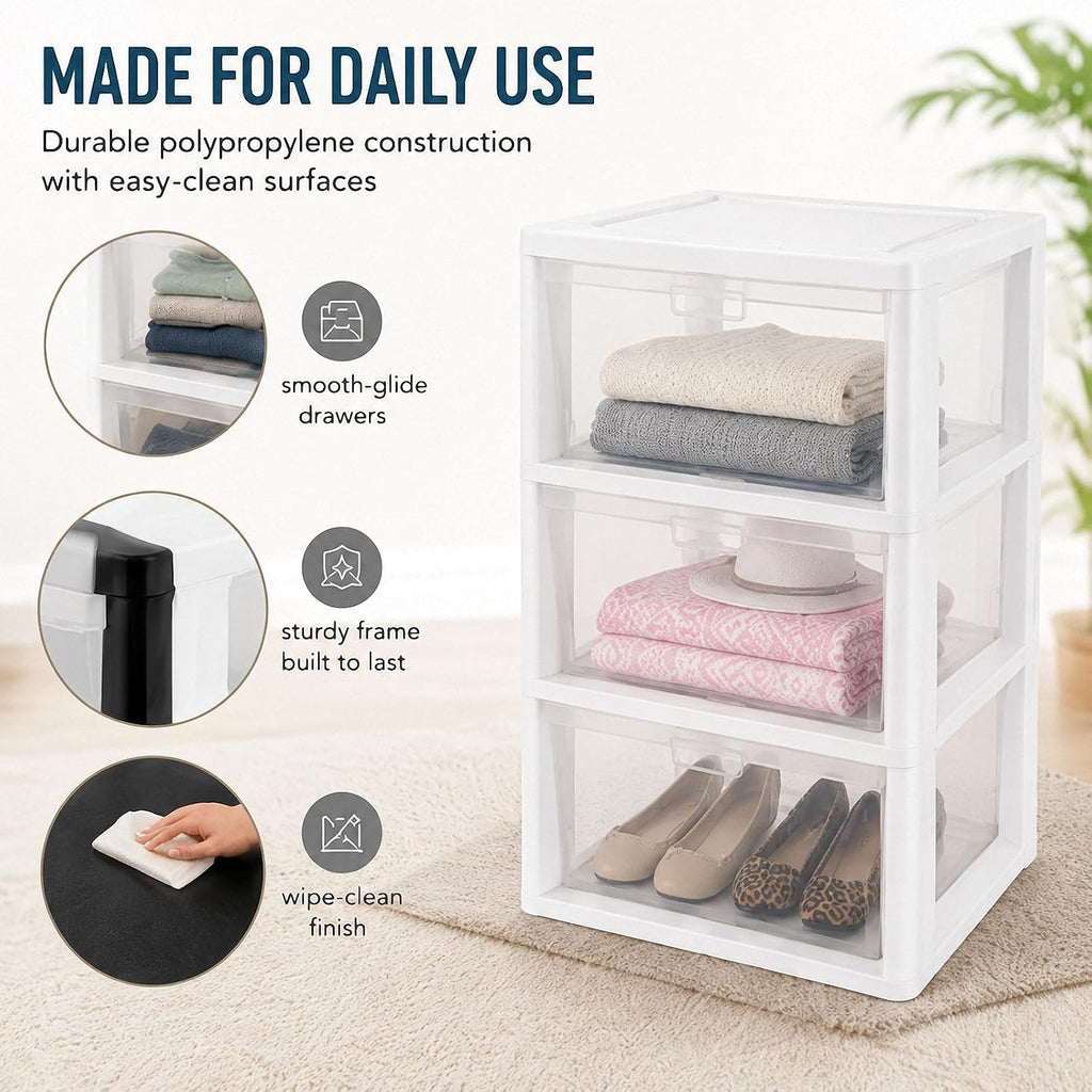 3 Drawer Clear Plastic Storage Organizer X60444