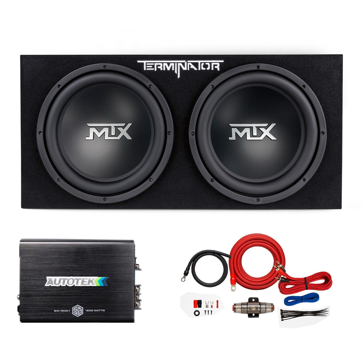 12" Subwoofer Box, Mono Amp & 4 Gauge Wiring Kit N39060