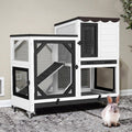 2-Story Wooden Rabbit Hutch with Wheels Q40466