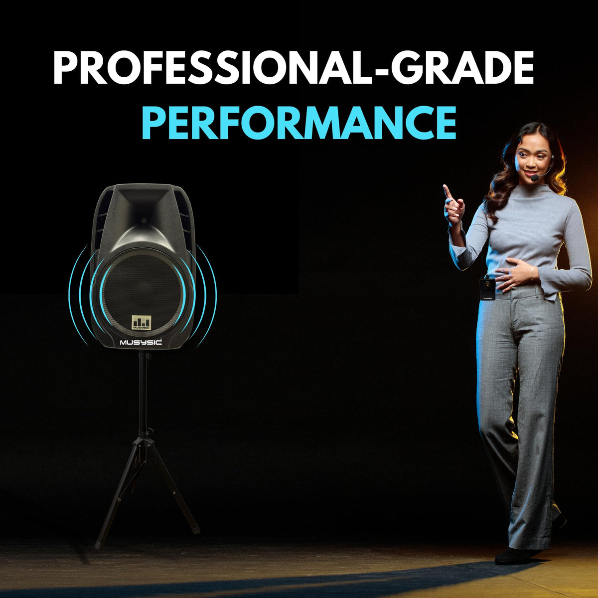 15" 2000W Portable PA Speaker System with Wireless Microphones N8067