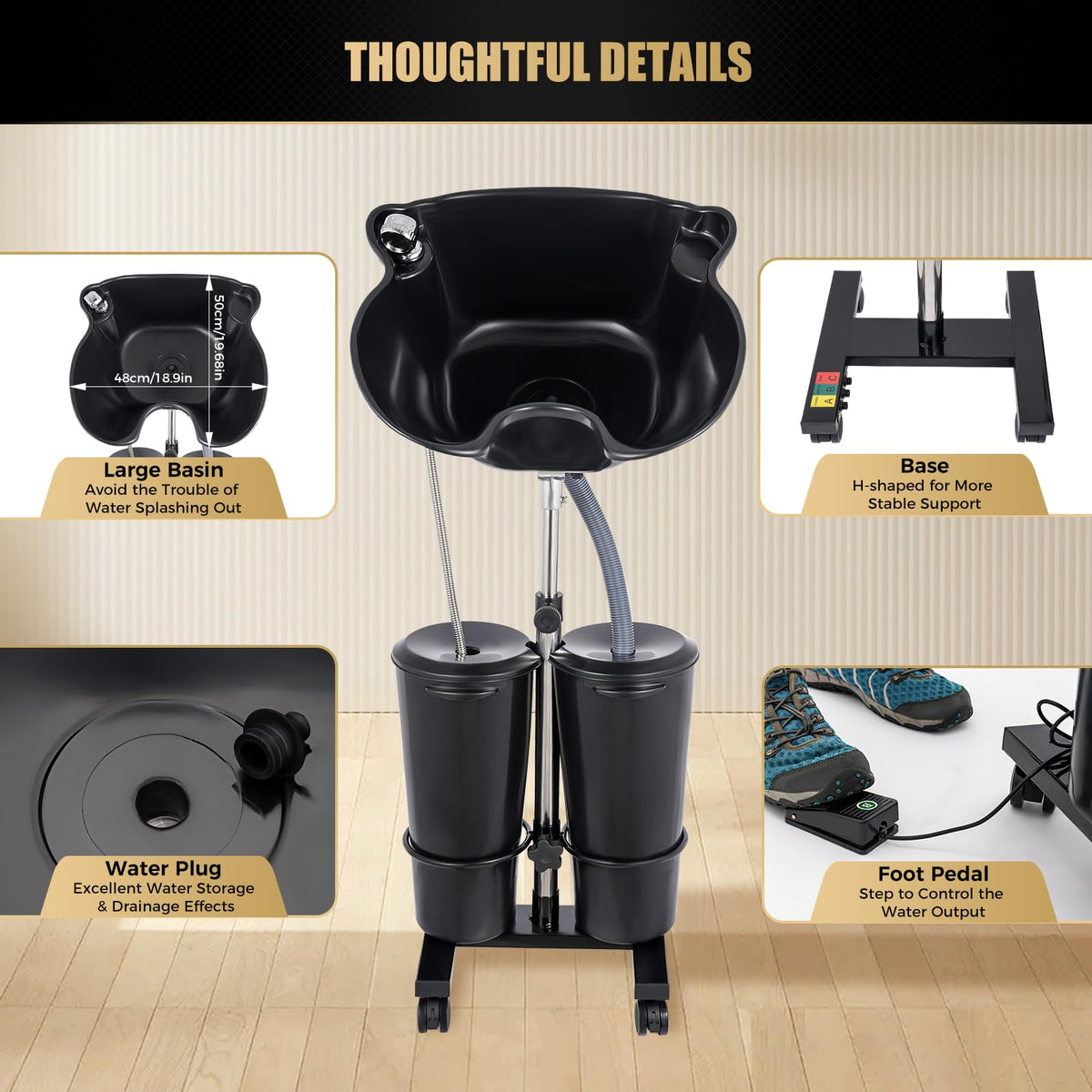 Portable Shampoo Bowl with Electric Pump N1406