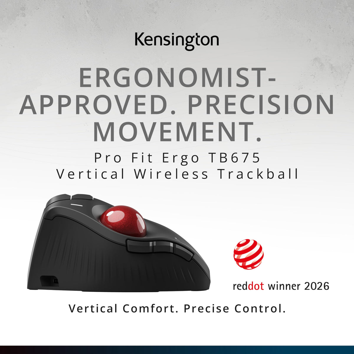 Wireless Vertical Trackball Mouse, Rechargeable - Black R2151