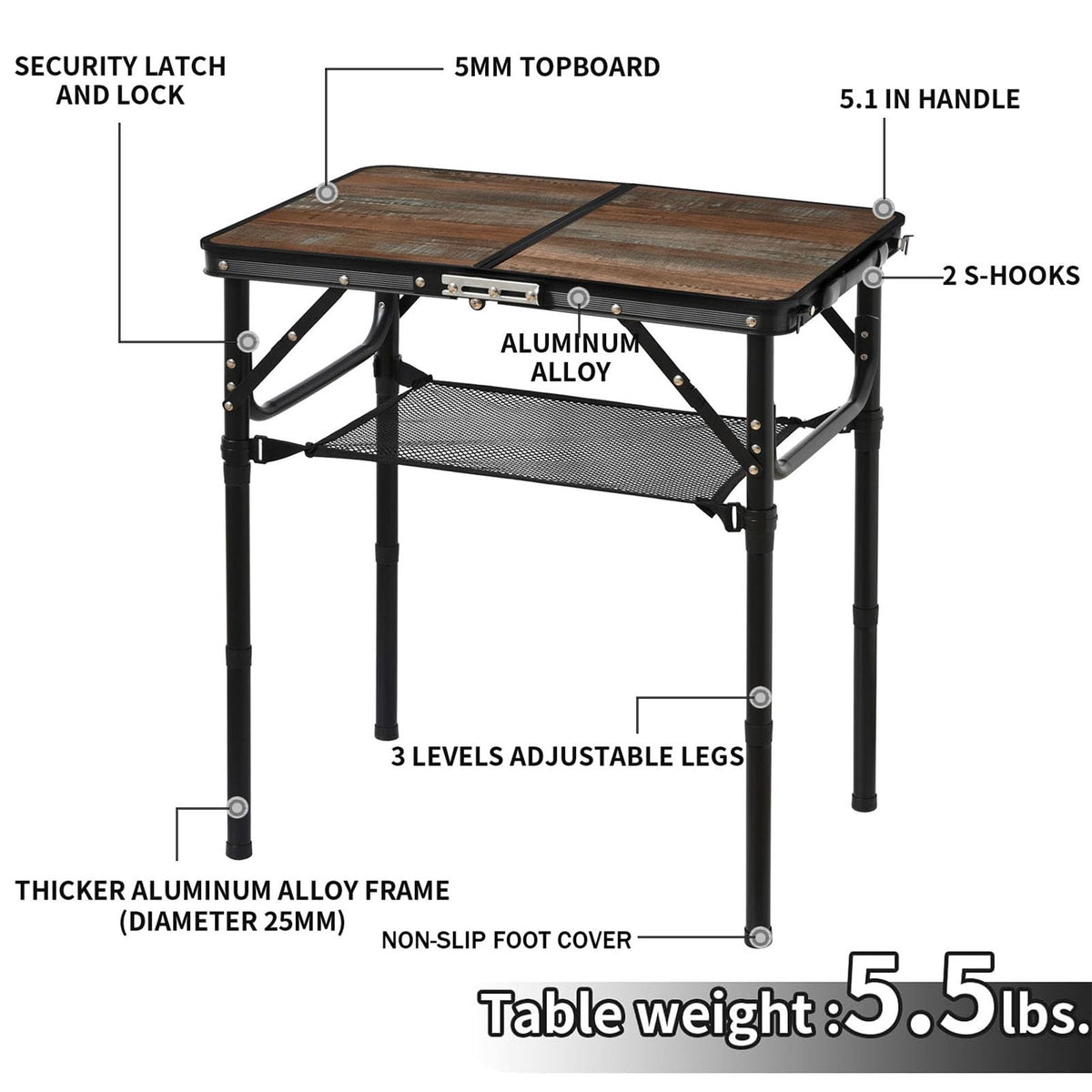 Folding Picnic Table 2ft Portable Camping Table U77733