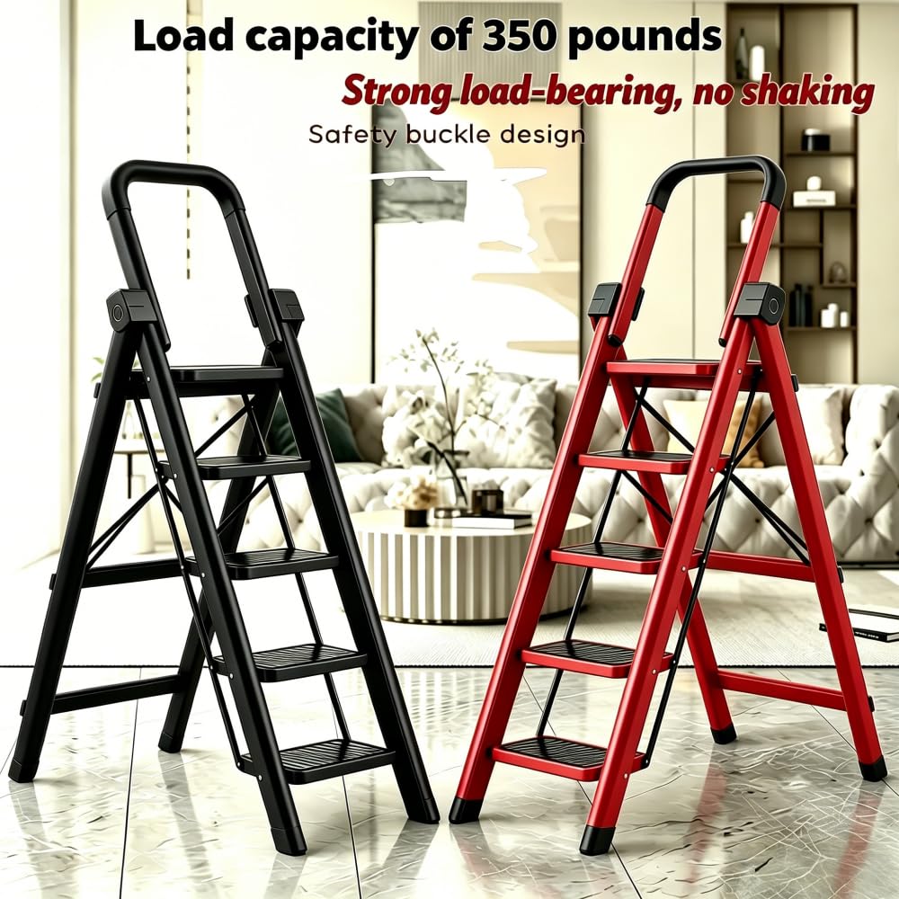 Heavy Sturdy Steel 4 Tier Step Stool with Handrail B7520