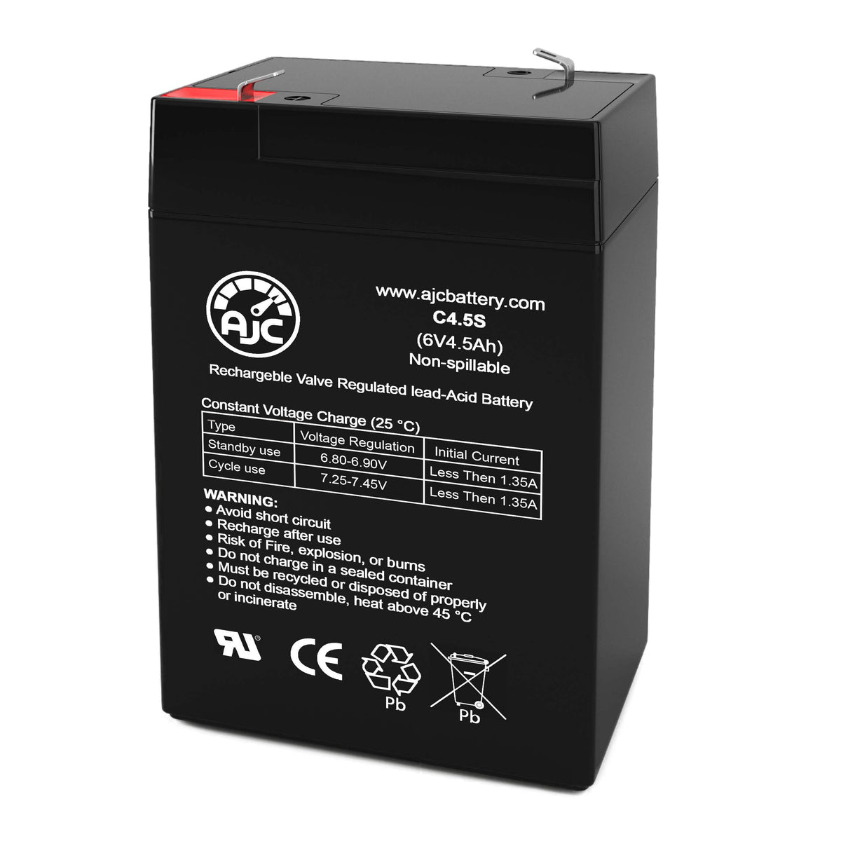 6V 4.5Ah Sealed Lead Acid Battery J910