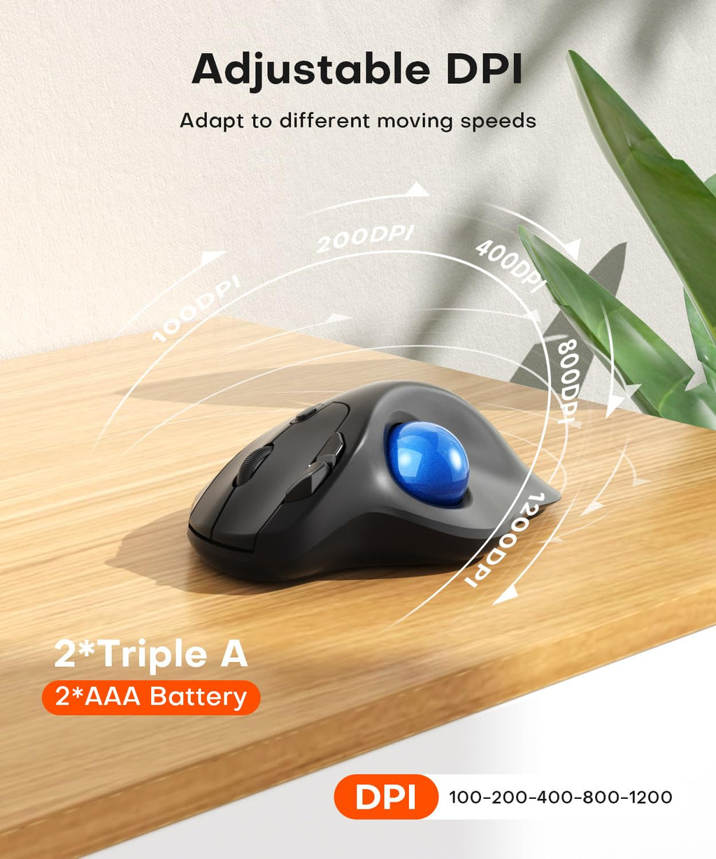 Ergonomic Wireless Trackball Mouse N2396