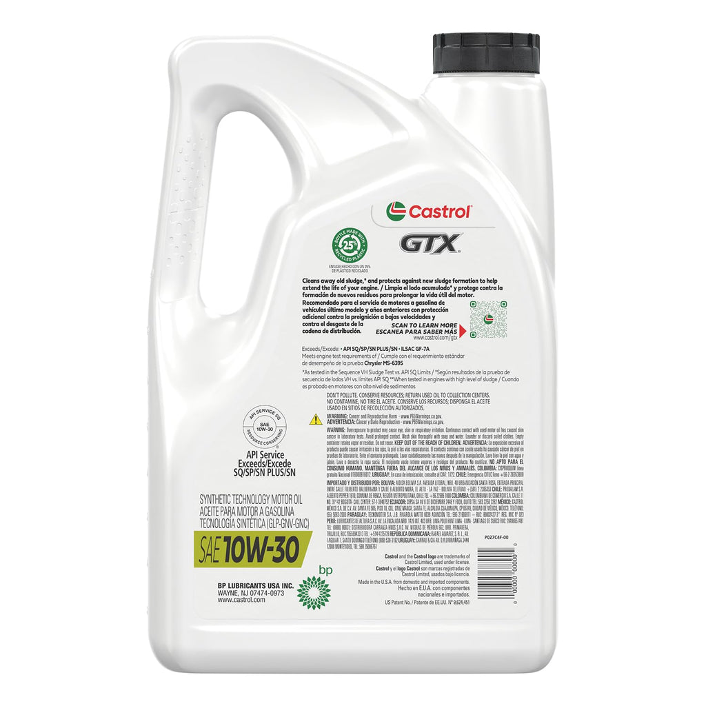 10W-30 Conventional Motor Oil, 5 Quarts U359368