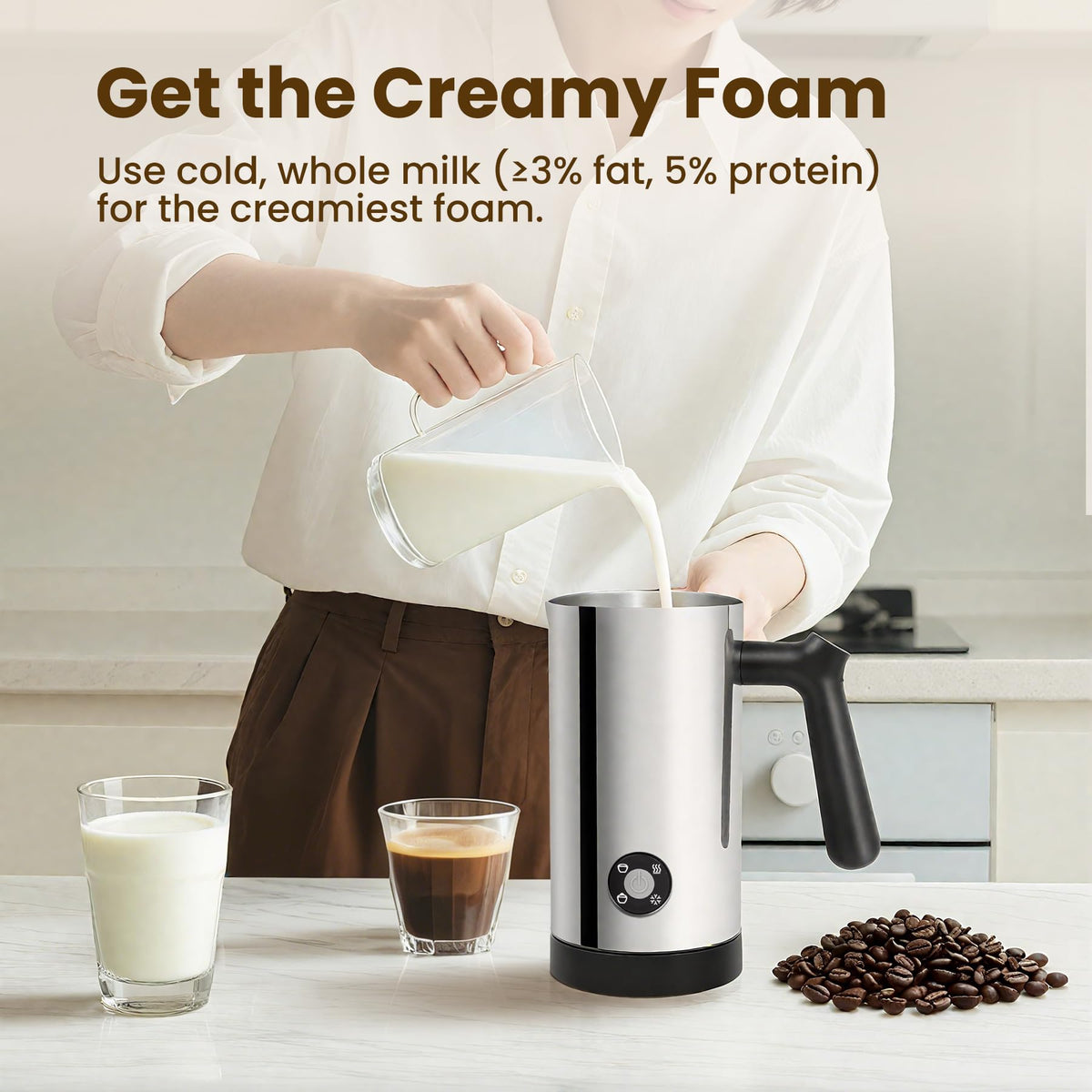 Electric Milk Frother 4-in-1 Foam Maker 10.6 oz A912