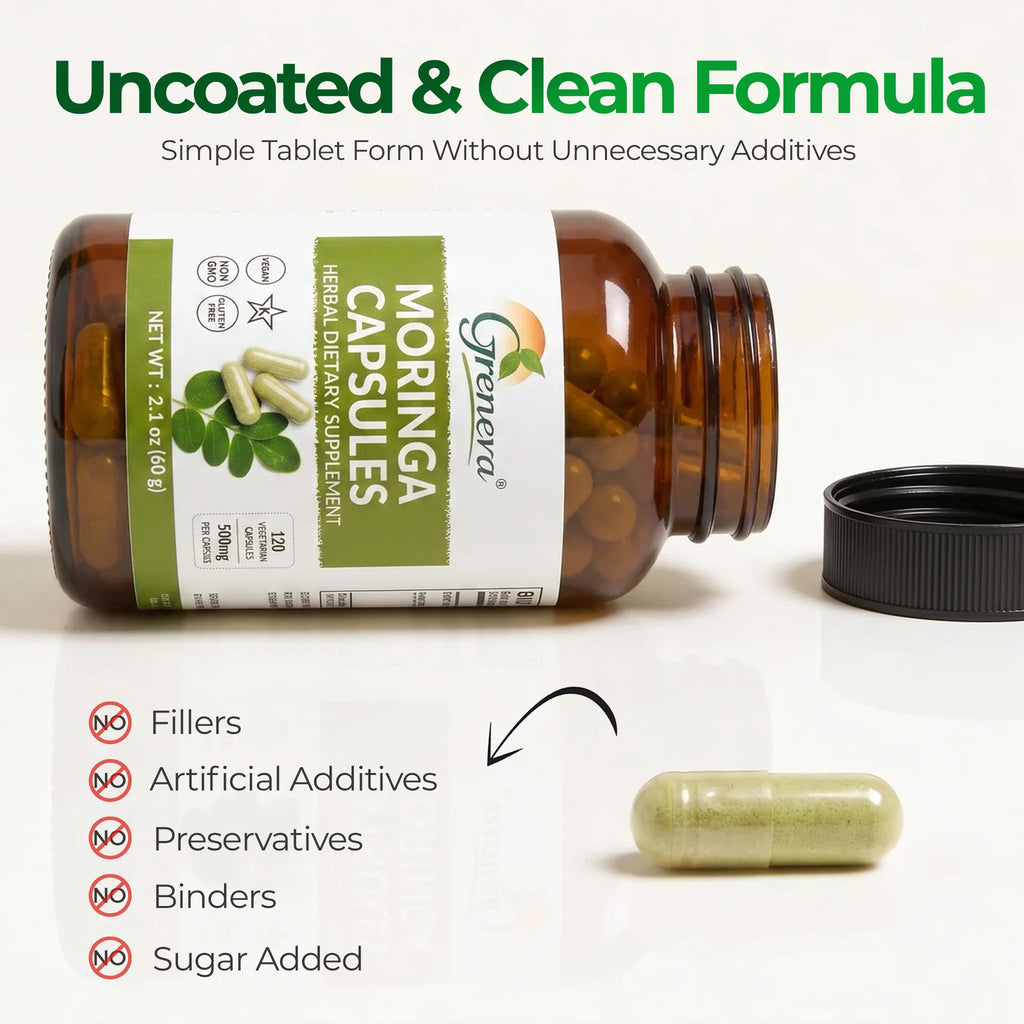 Moringa Capsules 500mg Moringa Oleifera Leaf Powder 120 Count U982