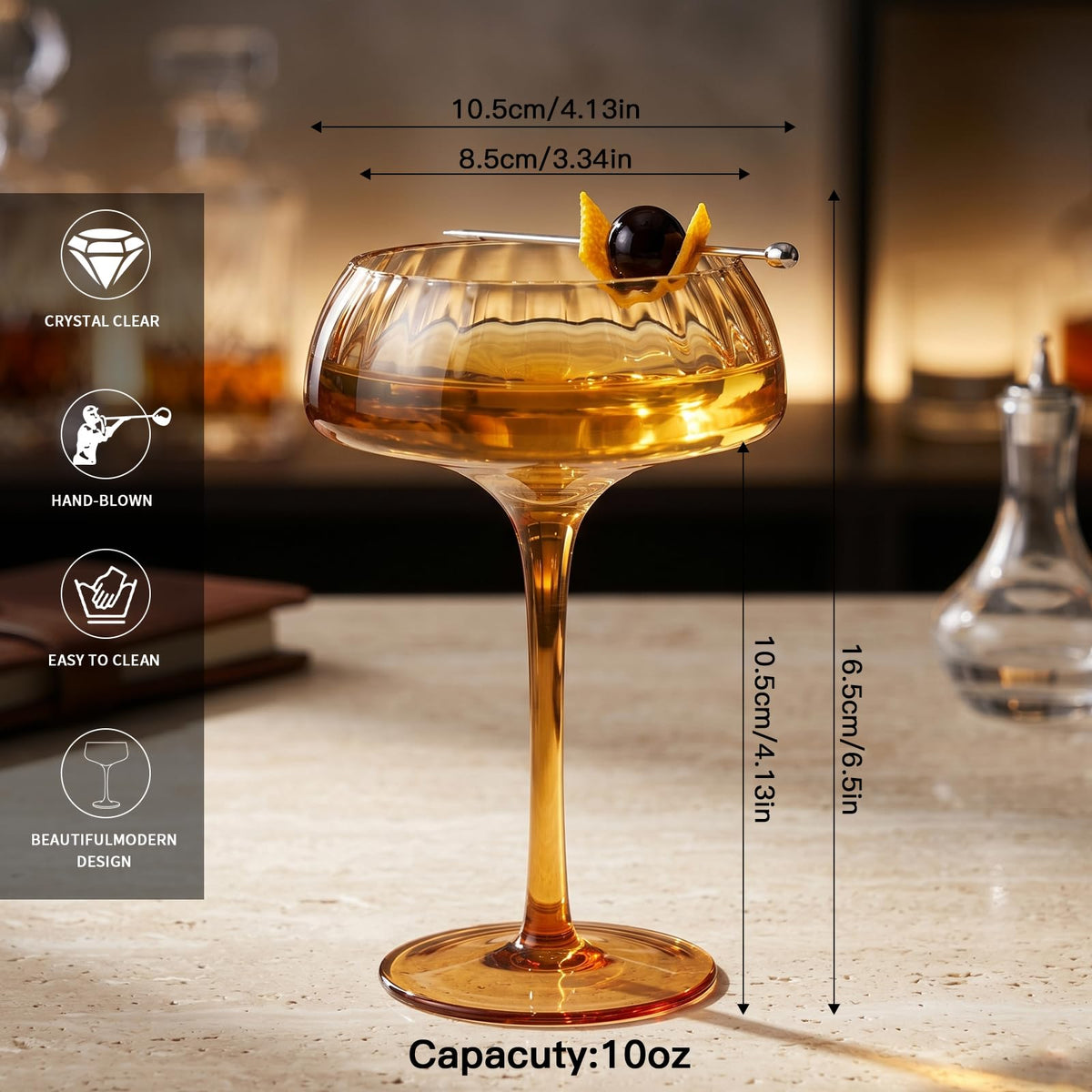 10 oz Colored Coupe Glasses Set of 6 T741278