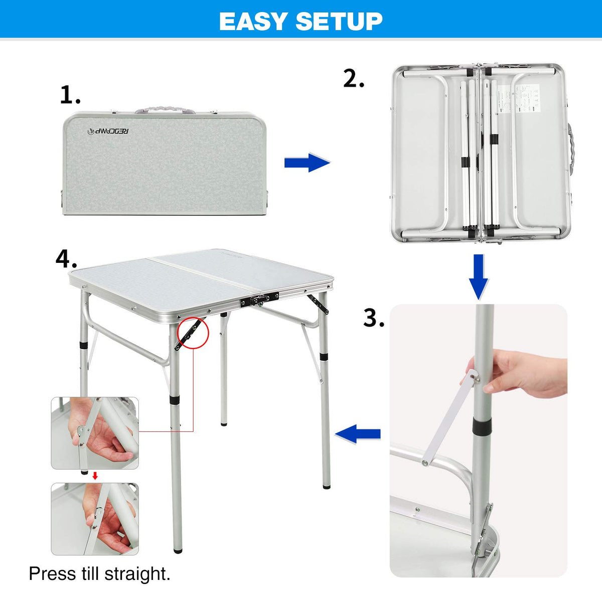 2 Foot Small Square Folding Table with Adjustable Height Z6123