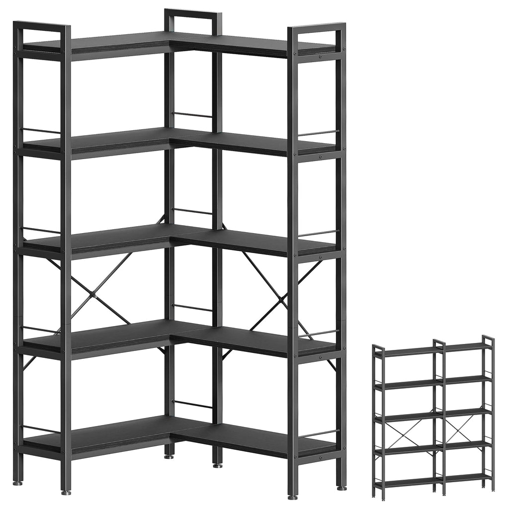 5 Tier L Shaped Corner Bookshelf with 10 Open Shelves T40995