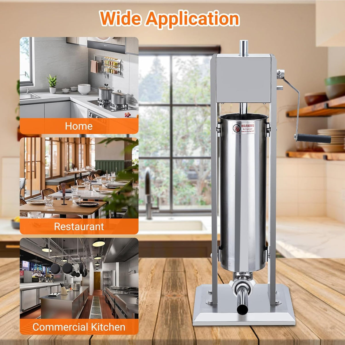 Two Speed Stainless Steel Vertical 15LBS Sausage Stuffer with 5 Stuffing Tubes Y26451