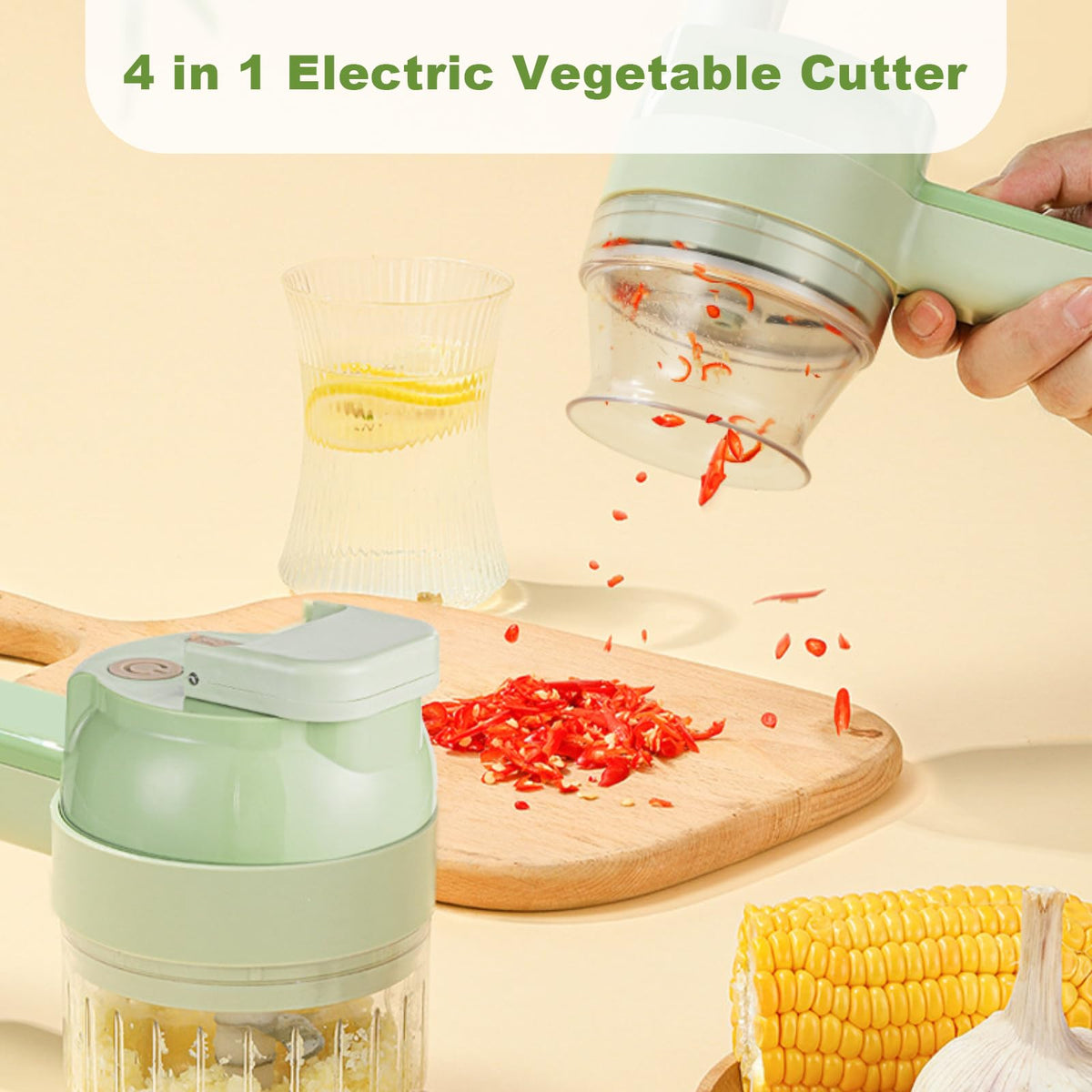 4 in 1 Portable Electric Vegetable Cutter Set Q934884