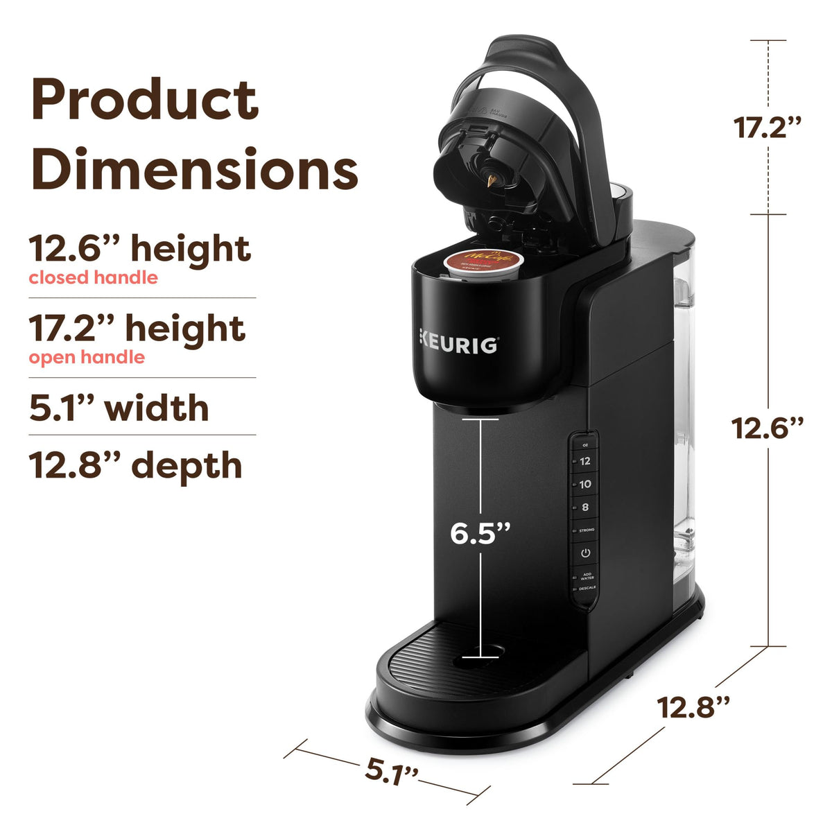 Single Serve K-Cup Pod Coffee Maker, 3 Brew Sizes, Black B866239