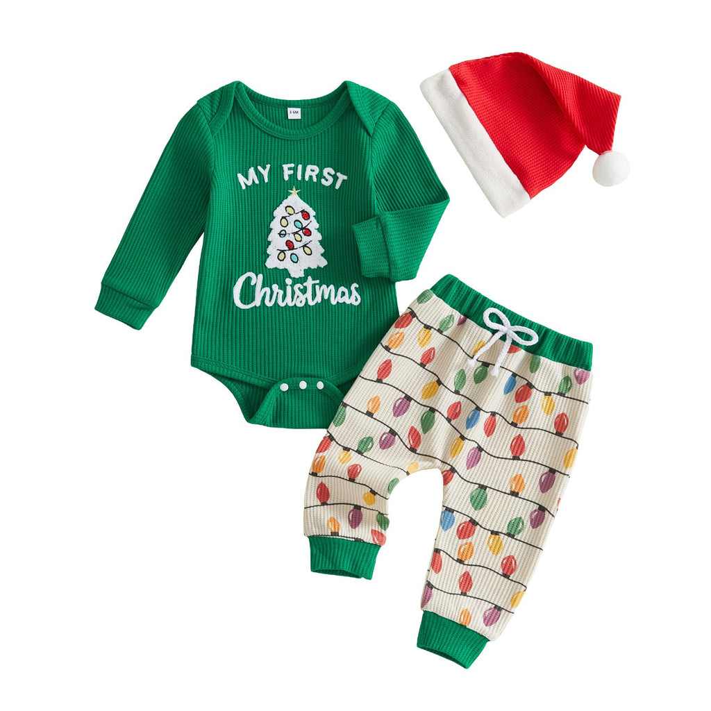 Baby Boy Christmas Outfit Romper Pants Hat F758838