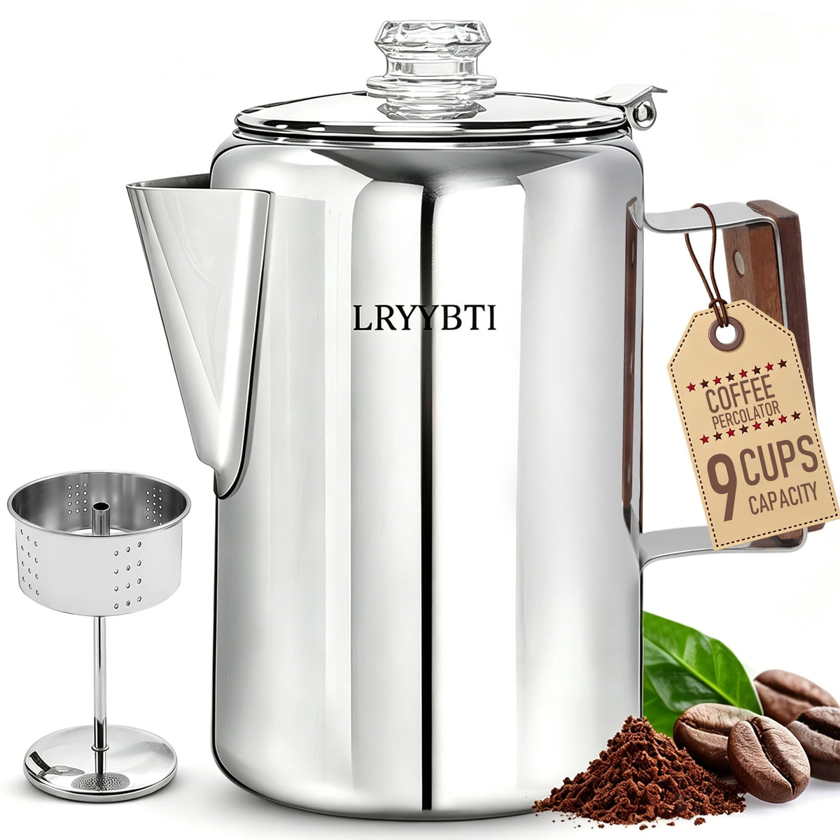 Stainless Steel 9 Cup Coffee Percolator T28185