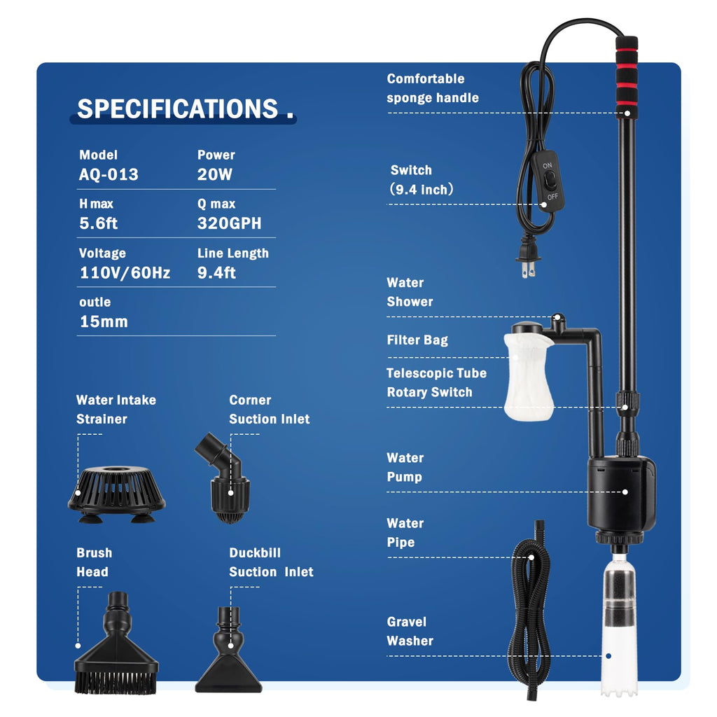 Electric Aquarium Gravel Cleaner M106