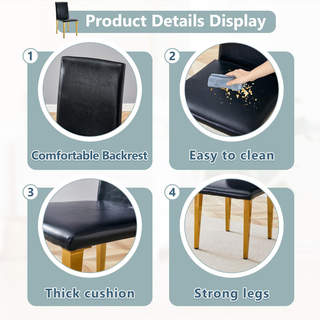Black PU Leather Dining Chairs Set of 6 I7166