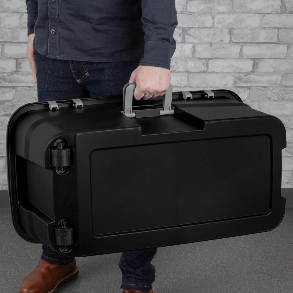 Black Plastic Storage Footlocker with Wheels T364129