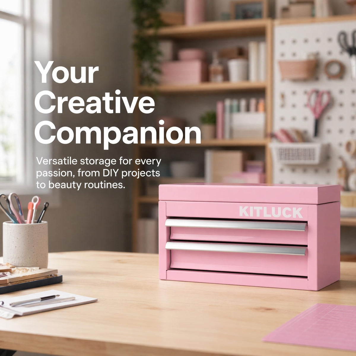 Pink 2-Drawer Metal Tool Box P24399
