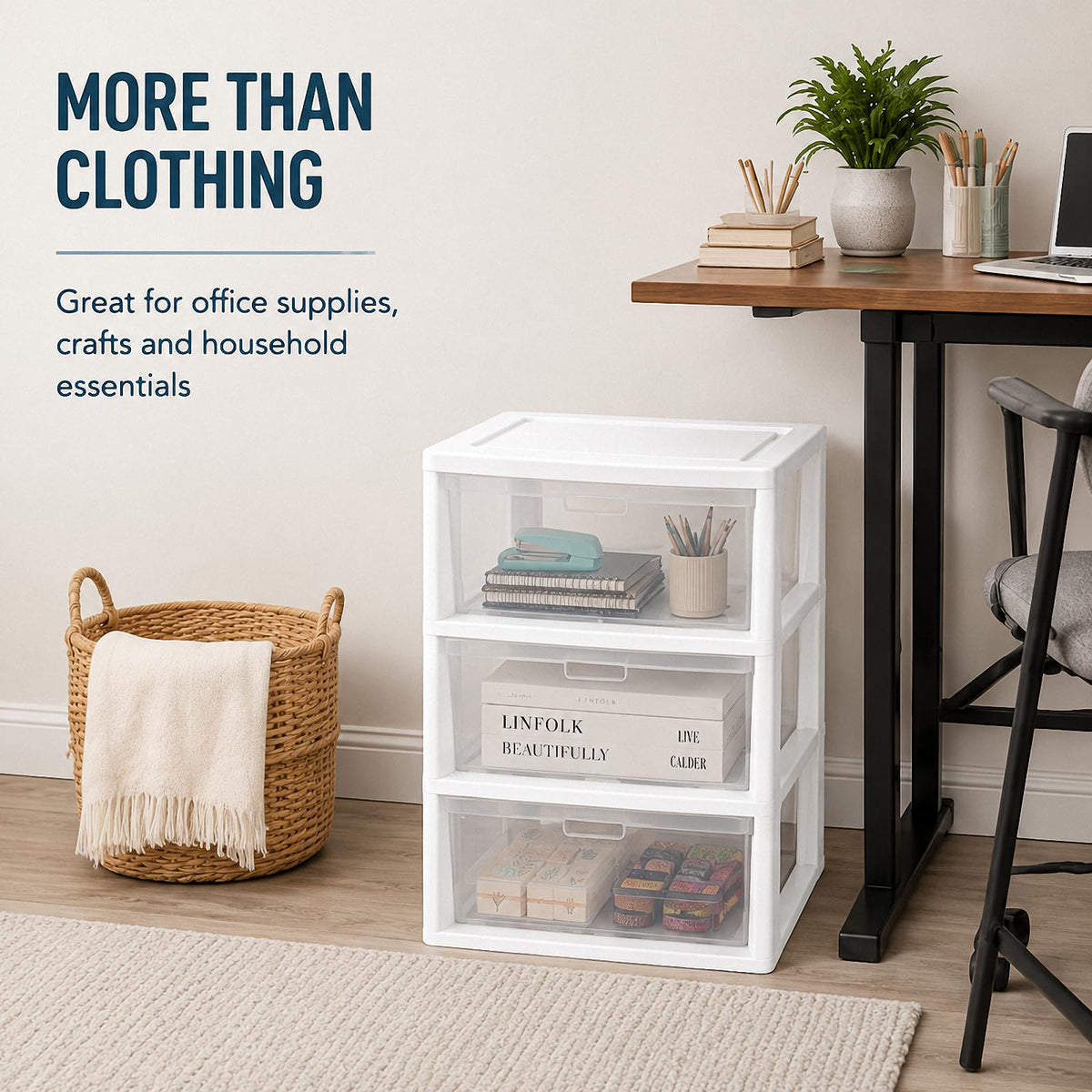 3 Drawer Clear Plastic Storage Organizer X60444