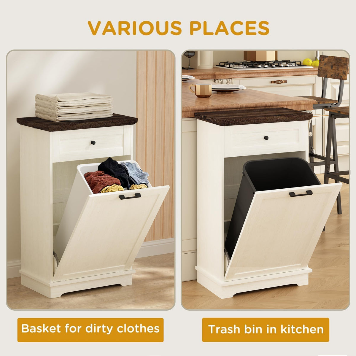 Double Tilt Out Trash Cabinet for 10 Gallon Trash Cans, Antique White G28285