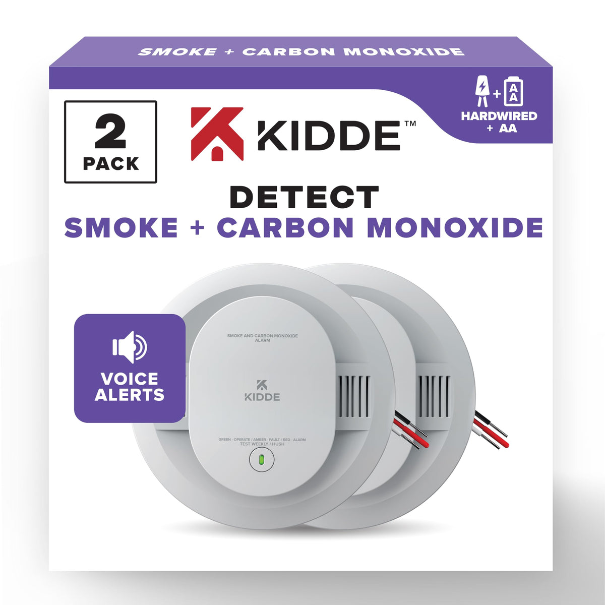 Hardwired Smoke & Carbon Monoxide Detector, 2 Pack B1406