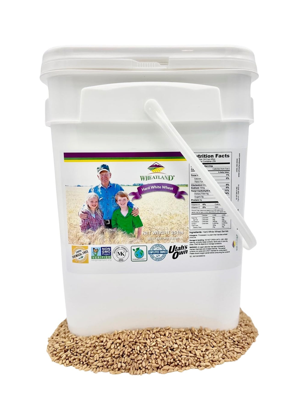 Hard White Wheat Berries 25 lb Bulk Non GMO K547123