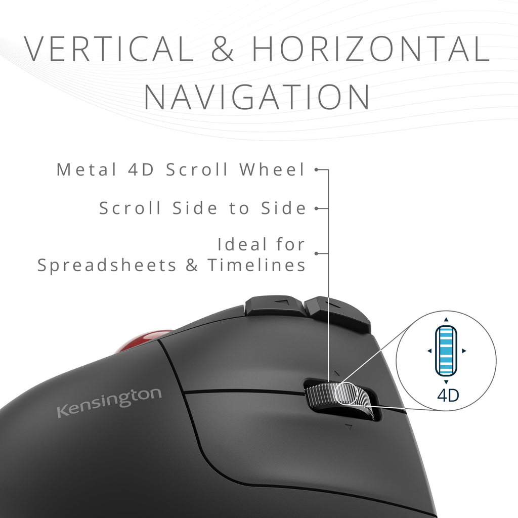 Wireless Vertical Trackball Mouse, Rechargeable - Black R2151