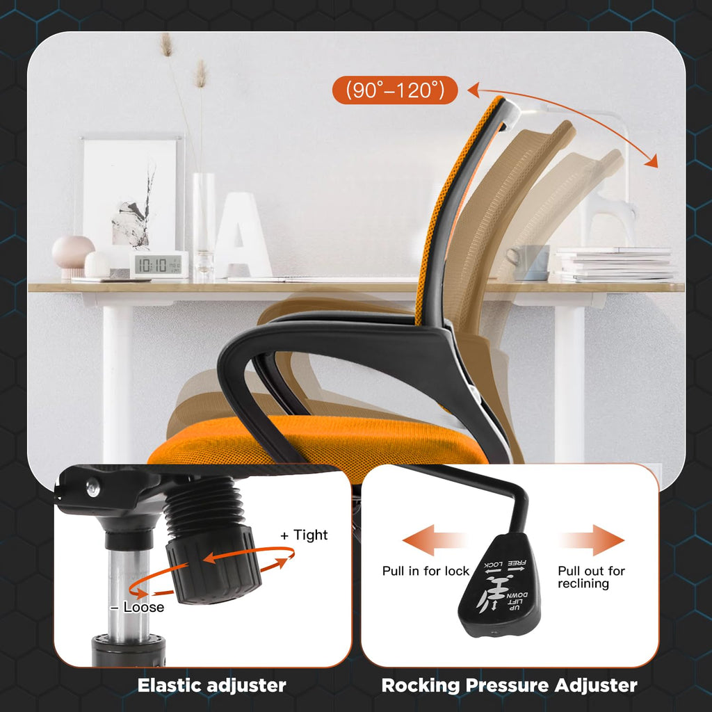 Orange Mesh Ergonomic Office Chair with Lumbar Support R510