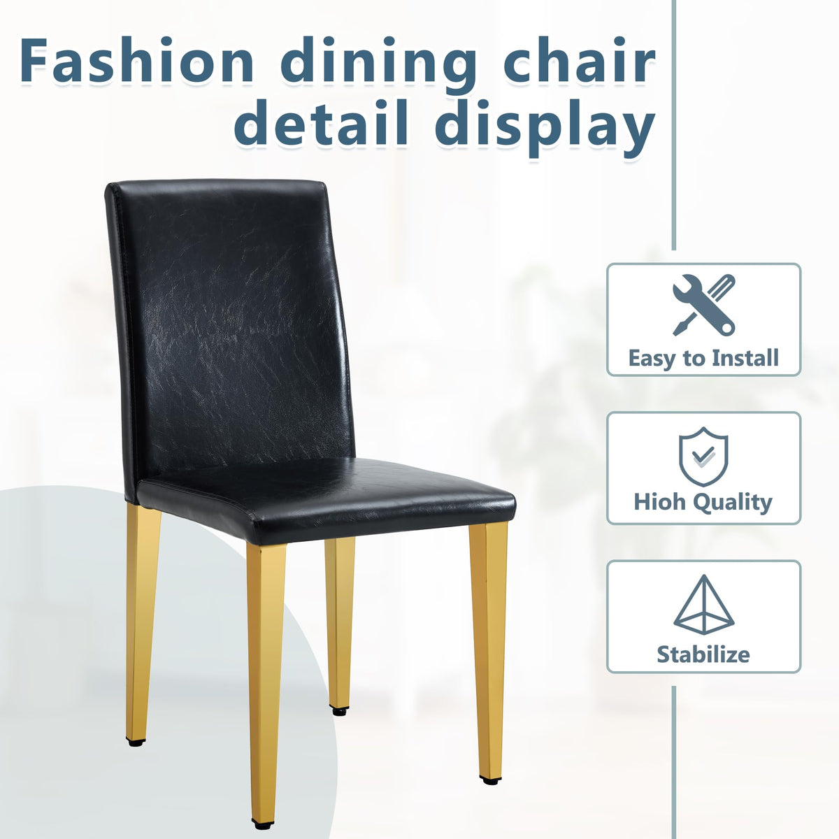 Black PU Leather Dining Chairs Set of 6 I7166
