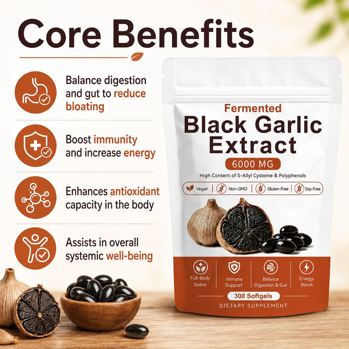 Black Garlic Extract 300 Softgels N135