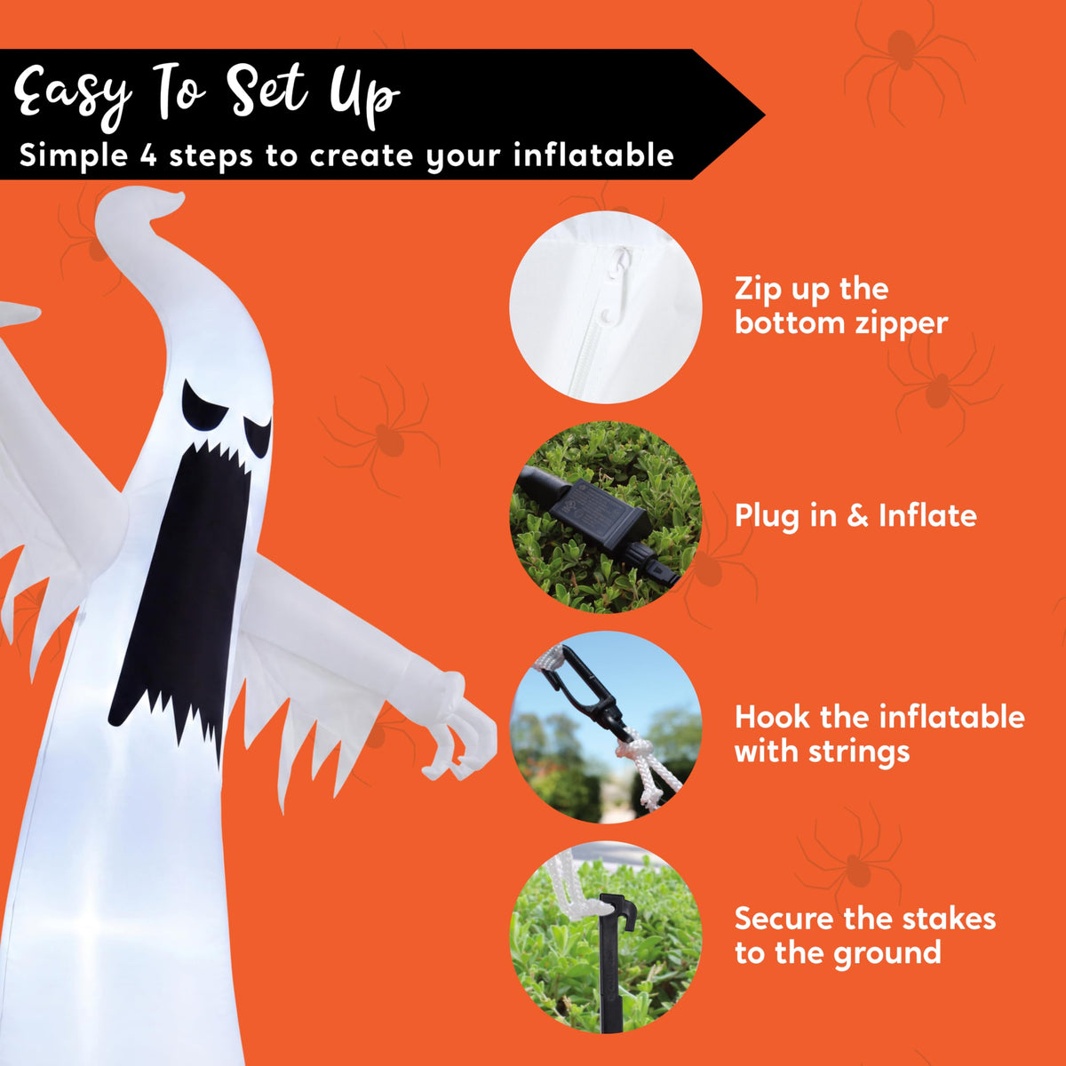 12 FT Inflatable Ghost Outdoor Decoration with LEDs R744984