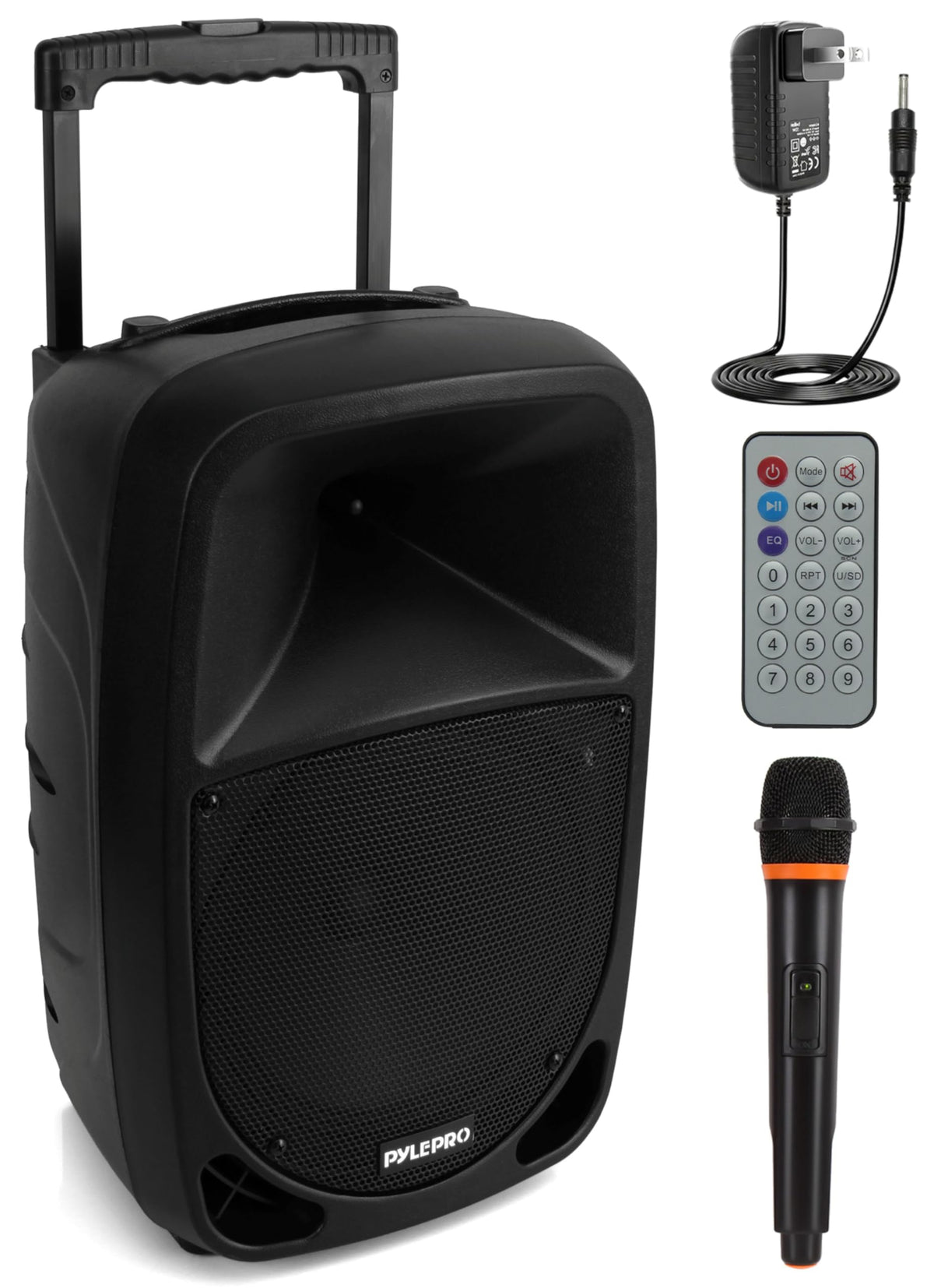 1000W Portable Bluetooth PA Speaker with 10'' Subwoofer and Wireless Mic F3673
